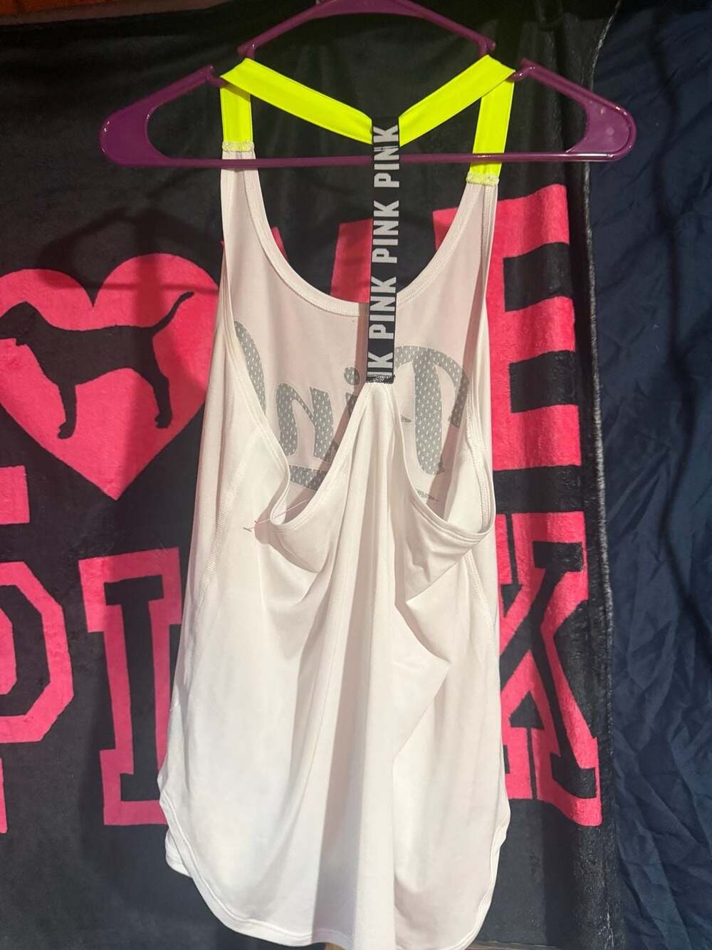 PINK Victoria's Secret White Racerback T-Back Tank Top Size XS - Picture 3 of 3